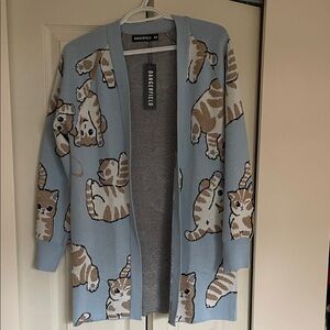 Dangerfield Light Blue Cardigan with Cat Design
